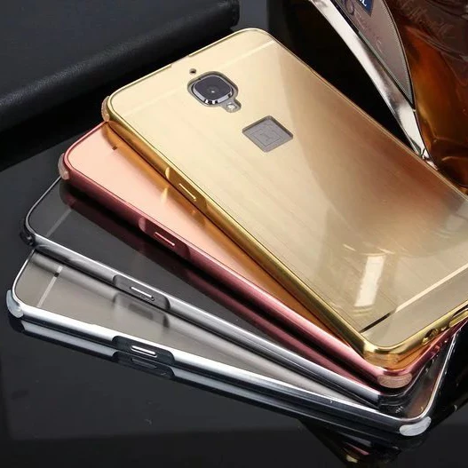 Luxury Aluminum Metal case For OnePlus 3 3t Hard gold Mirror Hybrid Protector back cover for one plus Three phone shell |