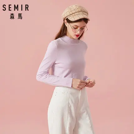 SEMIR, женский свитер,, зимние топы, водолазка, свитер для женщин, тонкий пуловер, джемпер, вязаный свитер, женская одежда - Цвет: pink