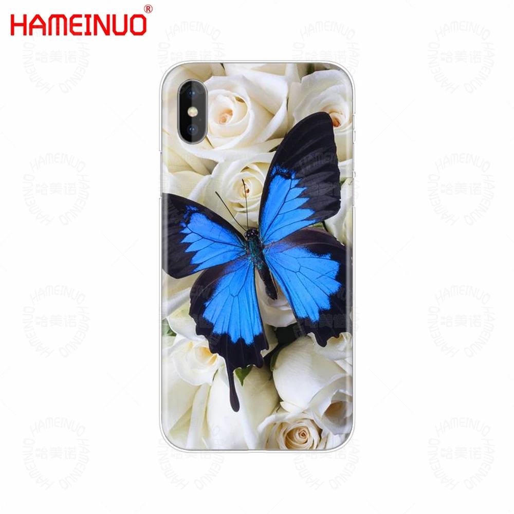 HAMEINUO красивые цветы, бабочка в голубом цвете для мобильного телефона чехол для iphone X, 8, 7, 6, 4 4S 5 5S SE 5c 6s плюс - Цвет: 40918