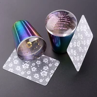 1set clear jelly nail art stamper transparent metal handle clear silicone nail stamper scraper stamp tools