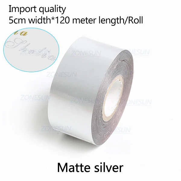 matte silver ZONESUN 5 см золото серебро фольги рулоны кожа бумага горячего тиснения фольги теплопередача анодированная позолоченная бумага - Цвет: matte silver