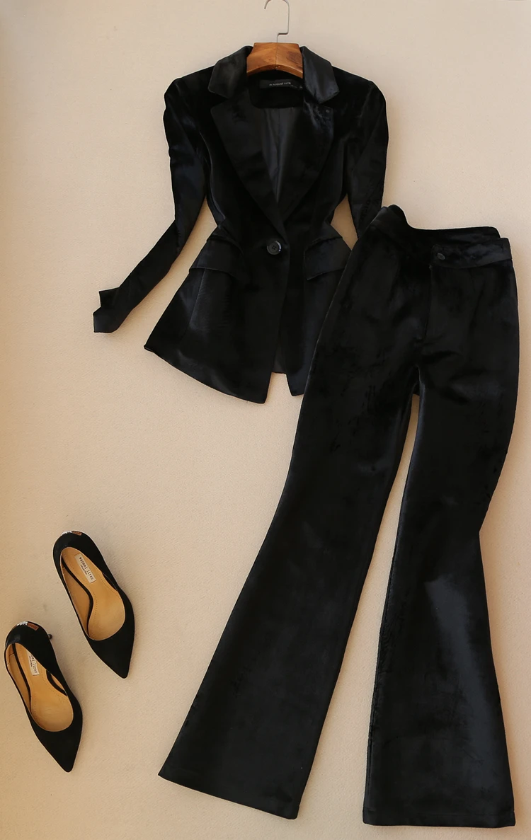 Женские работы брючный костюм ПР 2 шт. комплекты сплошной цвет Повседневный