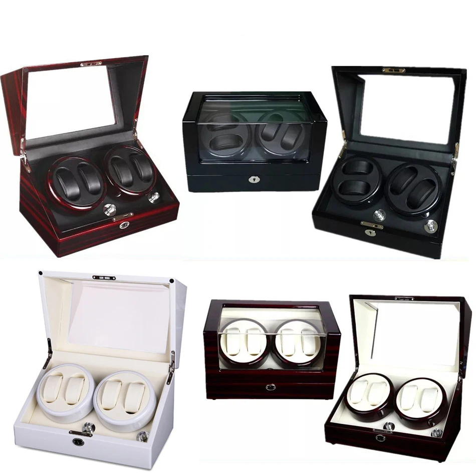 

Safe Automatic Watch Winder Motor Lock Box 4 Grids Rotate 4 Watches Cyclotest Case caja reloj automatic relogio em mdf cofres