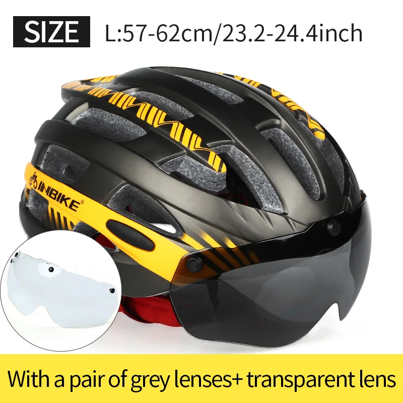 Orange L 2 Lenses INBIKE шлем для велоспорта, ультралегкий шлем, цельный, дышащий, для езды на горной дороге, для велосипеда, MTB, шлем, безопасный для мужчин и женщин - Цвет: Orange L 2 Lenses