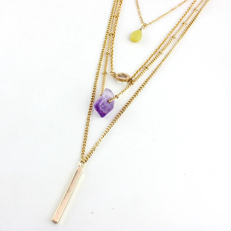 Женское винтажное ожерелье LongWay многослойное золотого цвета с цепочкой и кулоном