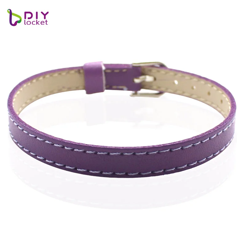 Dark Purple 10 шт 8 мм искусственная кожа DIY браслет браслеты femme смешанные цвета талисманы Кожаный Браслет Fit слайд письмо/талисманы LSBR015* 10 - Окраска металла: Dark Purple