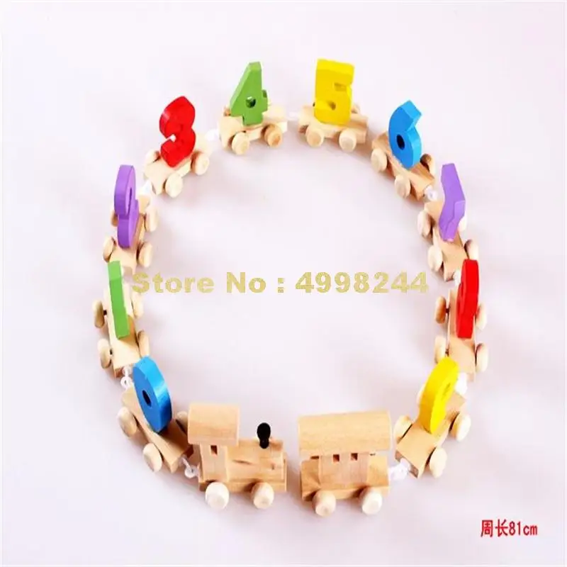 Деревянные pull &amp drag цифровой маленький поезд транспортного средства блоки