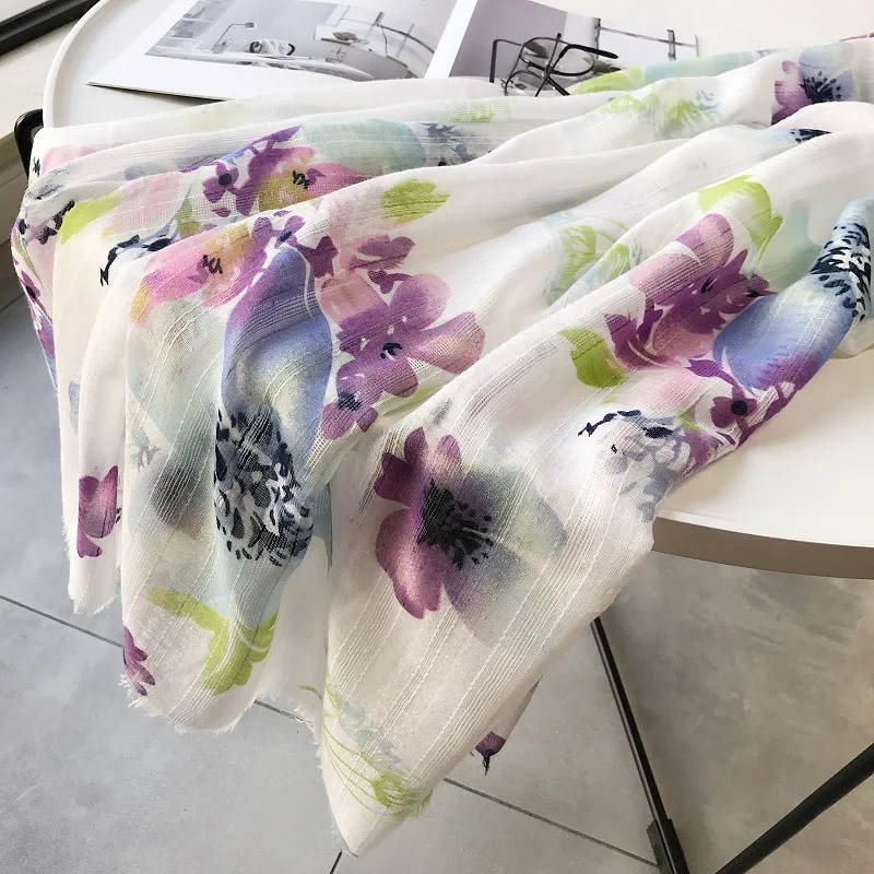 2019 модные хлопковые шарфы с бахромой эффектом омбре шаль красивый цветочный