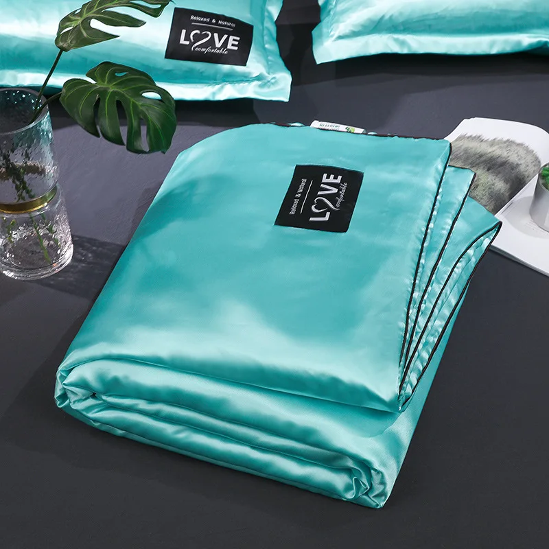 Satin Silk Quilt For Summer 12 Solid Color Bedding Set Bedspread Blanket Comforter Bed Cover King Queen Size new
