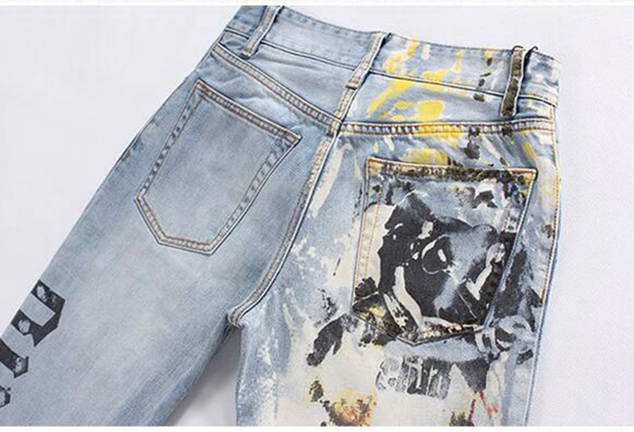 Весна и осень период хан издание мужчин брюки личность цветной рисунок или узор