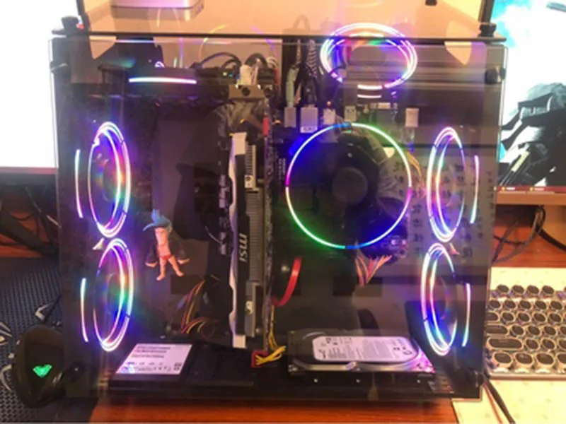DIY стальной чехол для компьютера matx прозрачное стекло настольное шасси коробка Micro ATX Hands-on сборка для геймеров части ПК