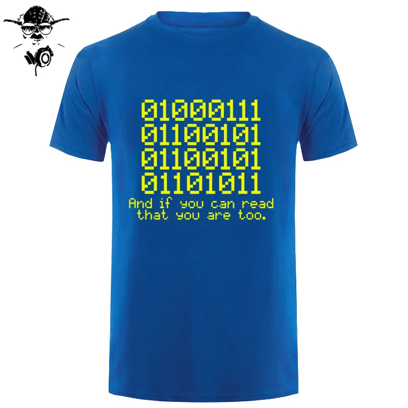 0100 бинарная футболка код Geek Nerd Tech Computing слоган подарок Забавный подарок 123t модные мужские футболки с круглым вырезом футболки - Цвет: blue yellow