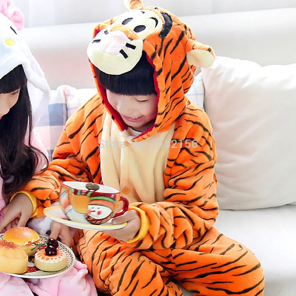 Фланелевые пижамы унисекс детские комбинезоны в виде животных кошки Женский