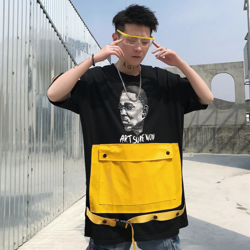 Мужская футболка с большим карманом в стиле хип-хоп лето 2019 | одежда