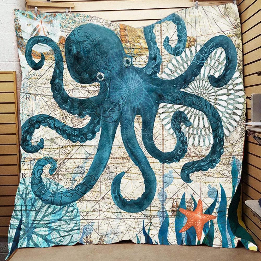 Летнее 3D одеяло в морском стиле для детей тонкое мягкое теплое с хлопковым