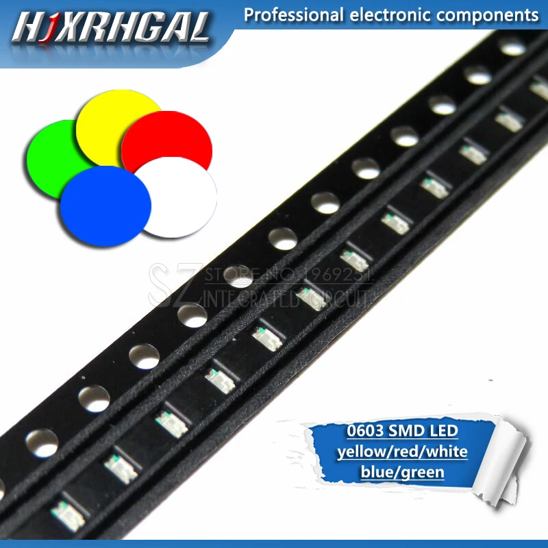 100 шт. 0603 SMD светодиодные диоды светло желтые красные зеленые синие белые новые и