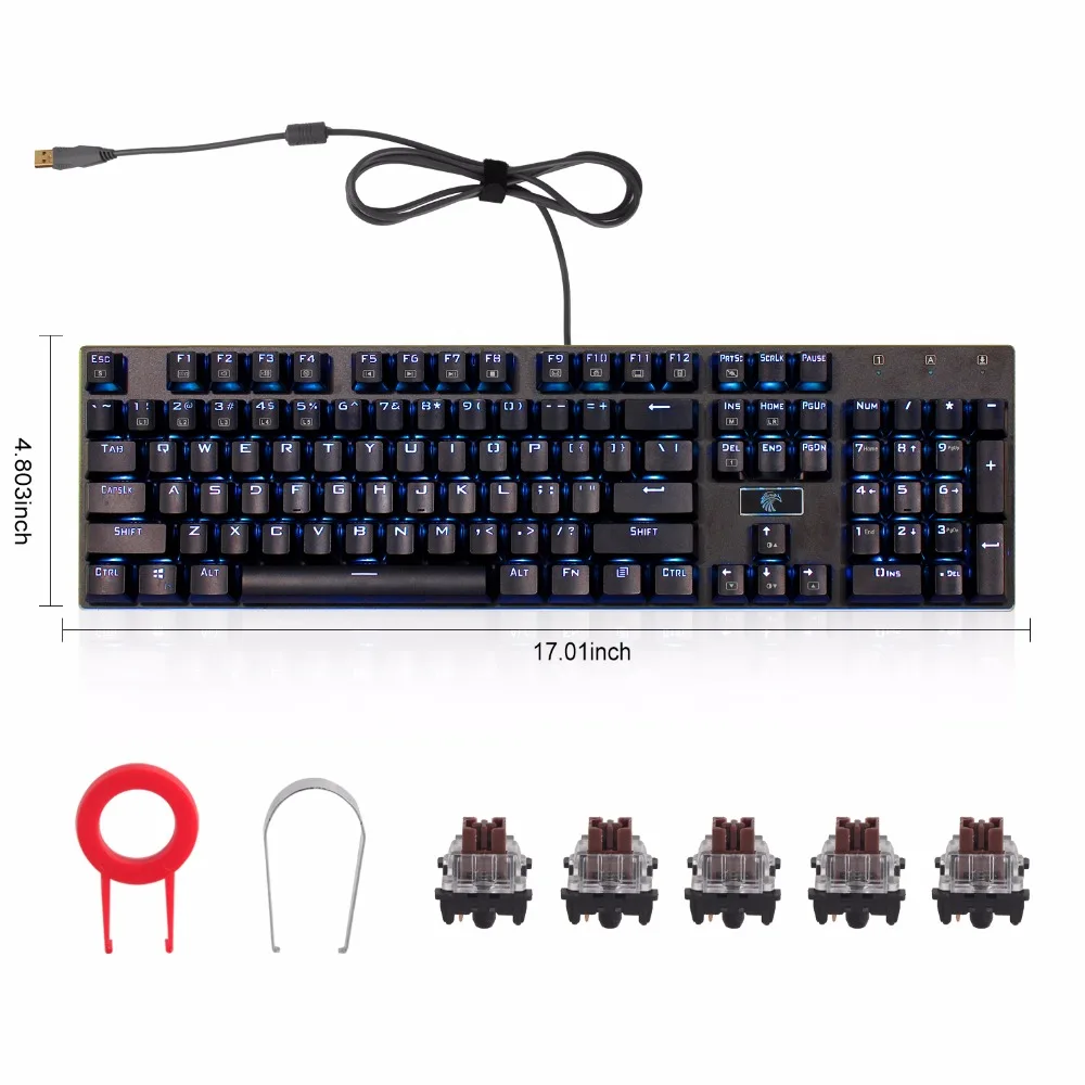 Механическая игровая клавиатура с подсветкой RGB коричневые переключатели Outemu 104