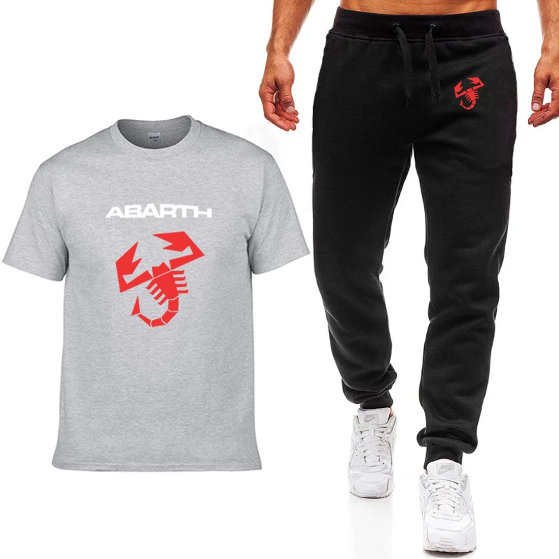 Модные летние мужские футболки автомобиль ABARTH логотип печать хип-хоп Повседневная хлопковая футболка с коротким рукавом высокого качества брюки костюм мужская одежда
