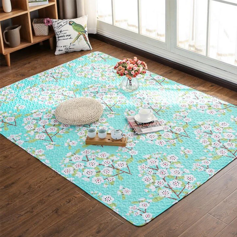 Простой современный ковер из 100% хлопка для гостиной цветочные коврики с принтом