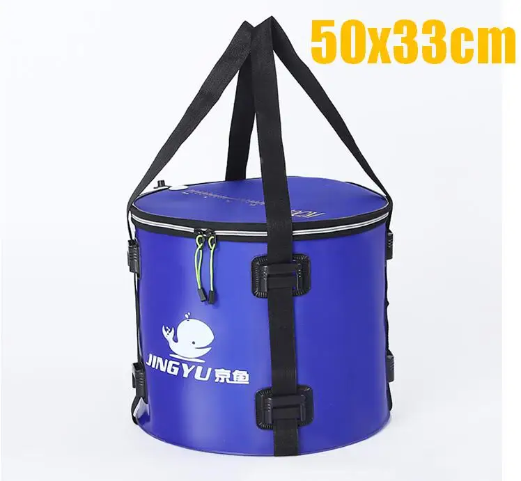 Blue 50x33cm Сверхмощное качественное складное рыболовное ведро с плечевым ремнем 3 размера легкое брезентовое ведро портативное для кемпинга рыбалки - Цвет: Blue 50x33cm