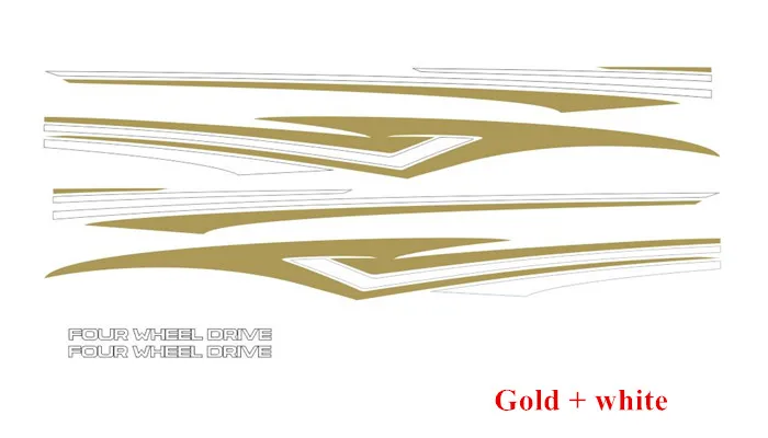 white - gold 4-х колесных дисков спортивные виниловые наклейки в виде Фотообоев c переводными картинками стайлинга автомобилей талии полоски для Toyota Prado Land Cruiser Авто кузова боковой двери наклейки - Название цвета: white - gold