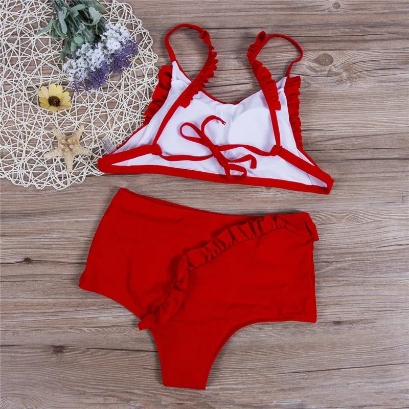 Женский комплект бикини с оборками maillot de bain femme 2018 купальный костюм женский