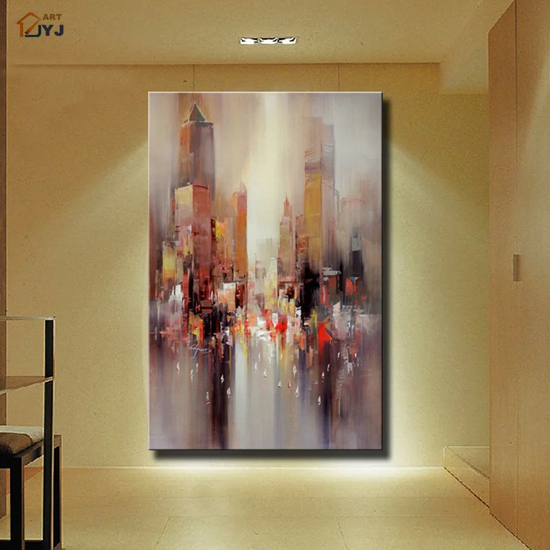 Картина на холсте JYJ City импрессионист настенная живопись 100% ручная роспись