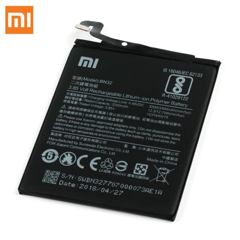 Xiao Mi оригинальная запасная батарея BN32 для Xiaomi аутентичная телефона 3300