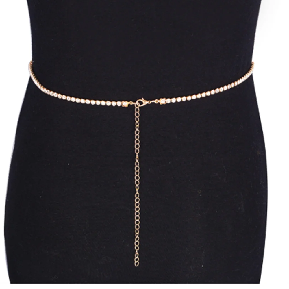 StoneFans Sexy Rhinestone Belly Waist Chain for Women Summer Beach Bikini Crystal Body Chain Waist Jewelry Belt Chain Club Gift