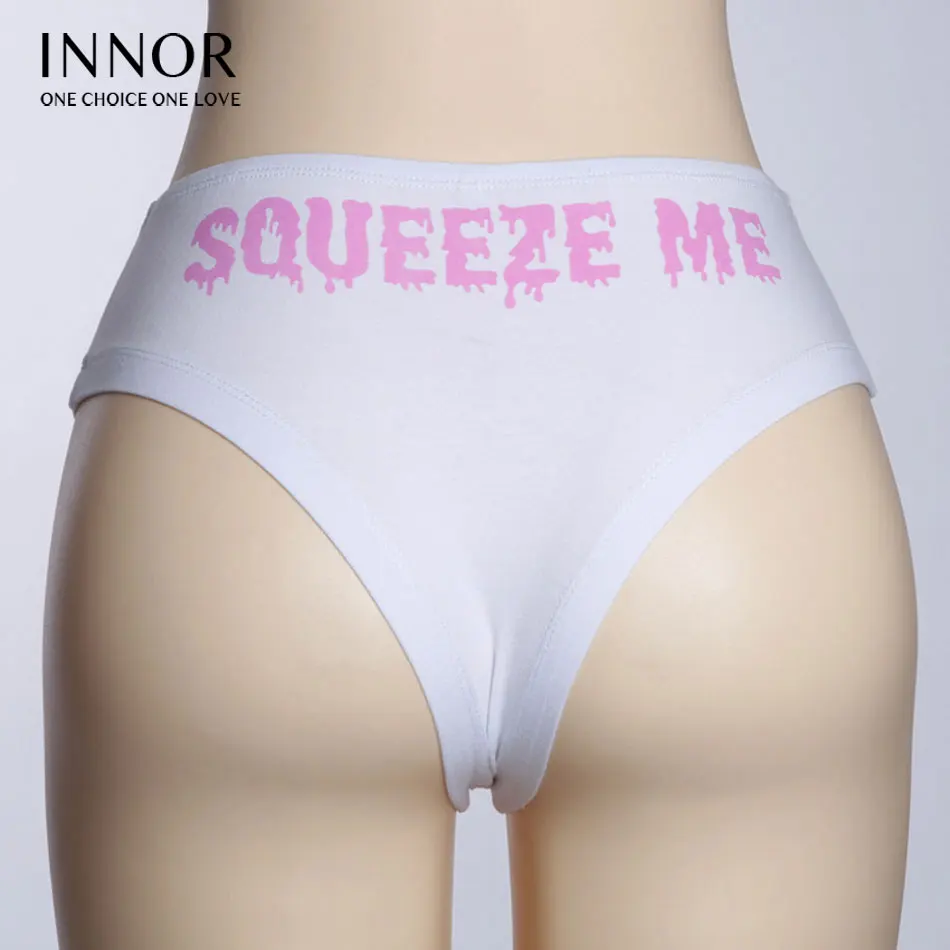 Женские хлопковые кокетливые женские трусики с буквенным принтом SQUEEZE ME забавное