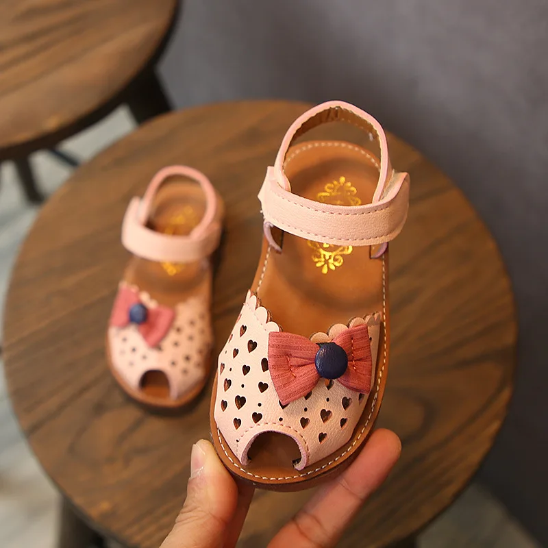 2019 New Children Tide Shoes Summer Korean Version Girls Sandals with Bowtie Kids Soft Sole Cartoon Baby Toddler | Детская одежда и