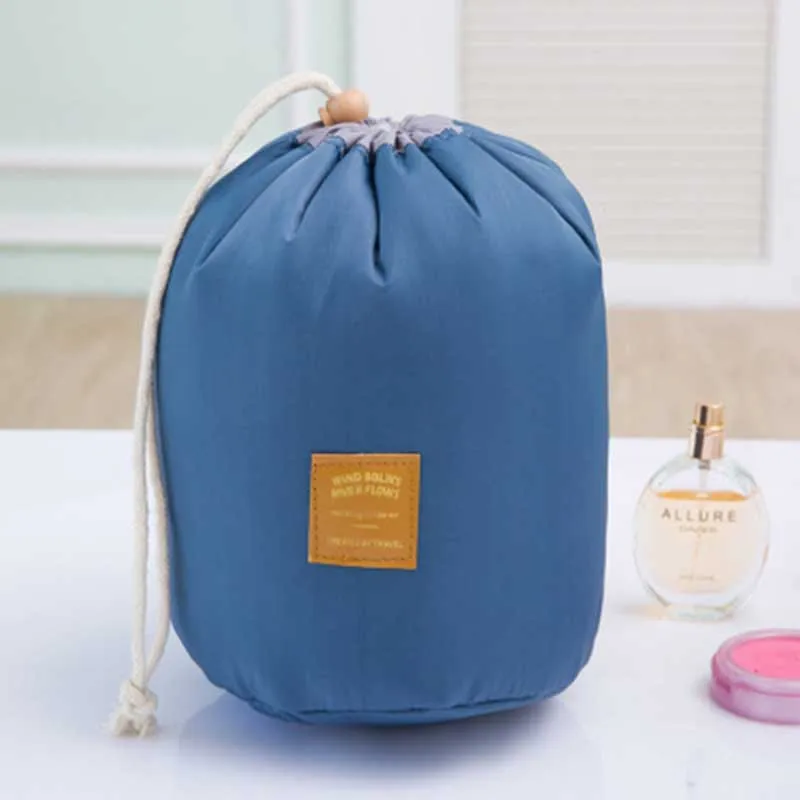 Blue Новая косметичка для хранения, цилиндрическая сумка для хранения, водонепроницаемая сумка для мытья, многофункциональная дорожная цифровая сумка - Цвет: Blue