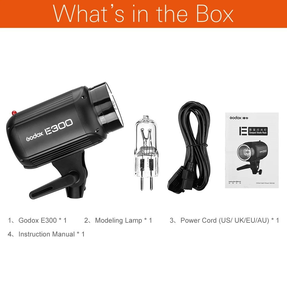Godox E300 PRO фотостудия стробоскоп фотовспышка 300 Вт студийная вспышка с
