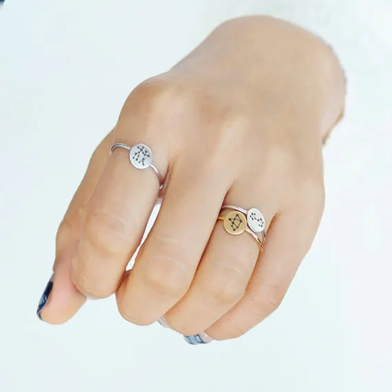 Регулируемое Открытое кольцо ювелирные изделия 12 знаков зодиака зодиакальные