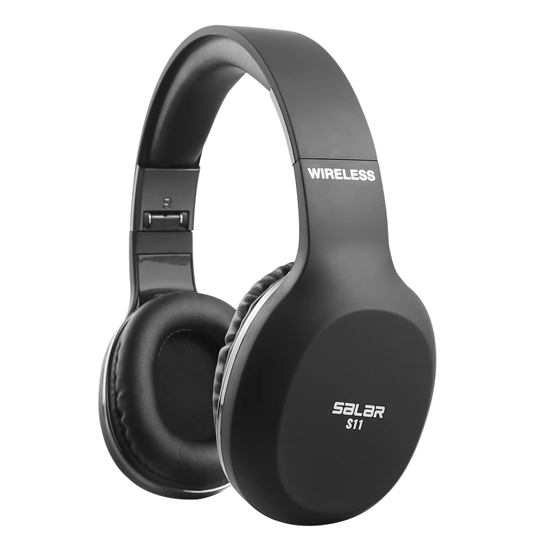 Black Salar S11 беспроводные наушники Bluetooth гарнитура складные наушники регулируемые наушники с микрофоном для ПК мобильного телефона mp3 - Цвет: Black