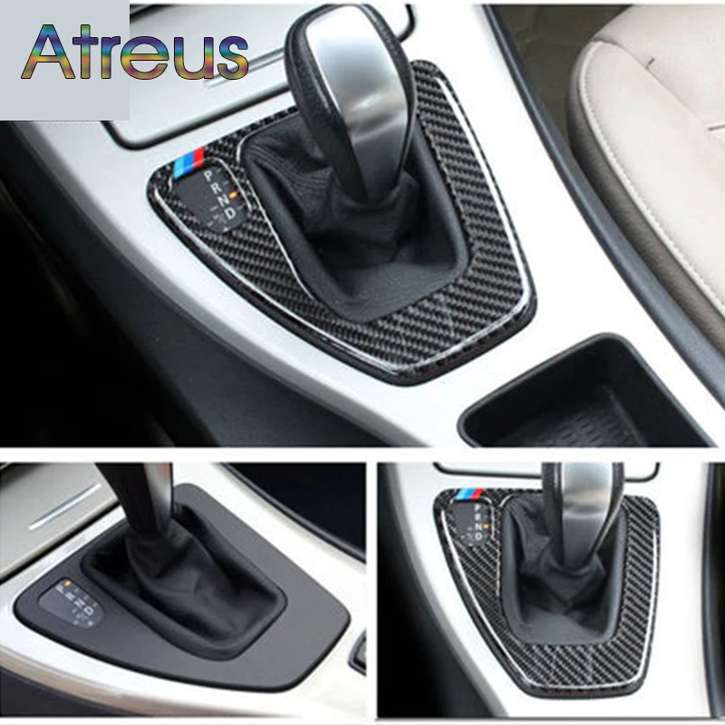 

Atreus 1X For bmw e90 e92 Interior Trim Carbon Fiber Gear Shift Control Panel Cover Sticker LHD Car styling 3 series accessories