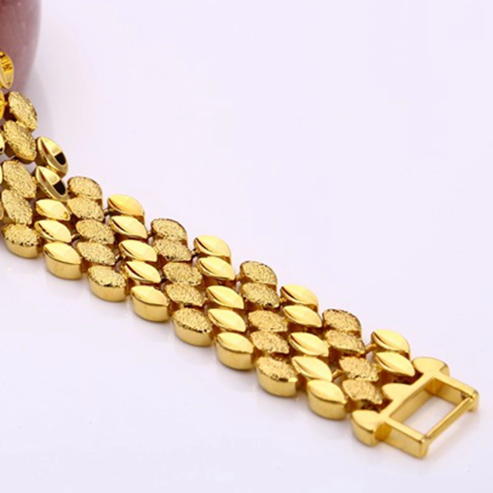 Очаровательный браслет желтое золото заполнены Твердые Женские или мужские