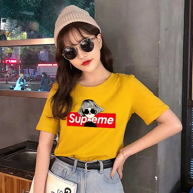 Ladies Tops for Summer Hong Kong Tide Short Sleeve Polyester Tees Casual Fashion Design T Shirt Femme Sweet Women Tee-shirt | Женская