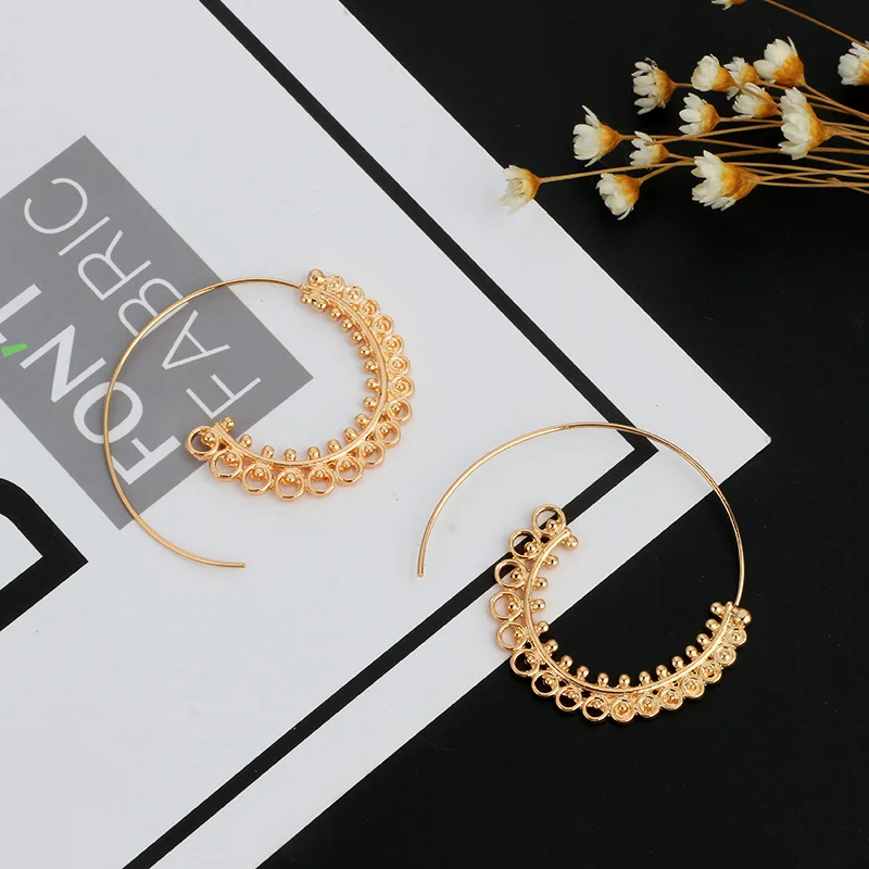 1 пара Цыганский этнический классический геометрический круг спиральный обруч