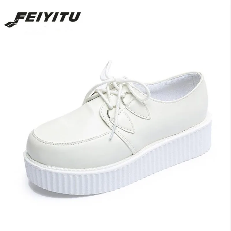 Feiyitu Весенняя однотонная повседневная женская обувь на плоской платформе со