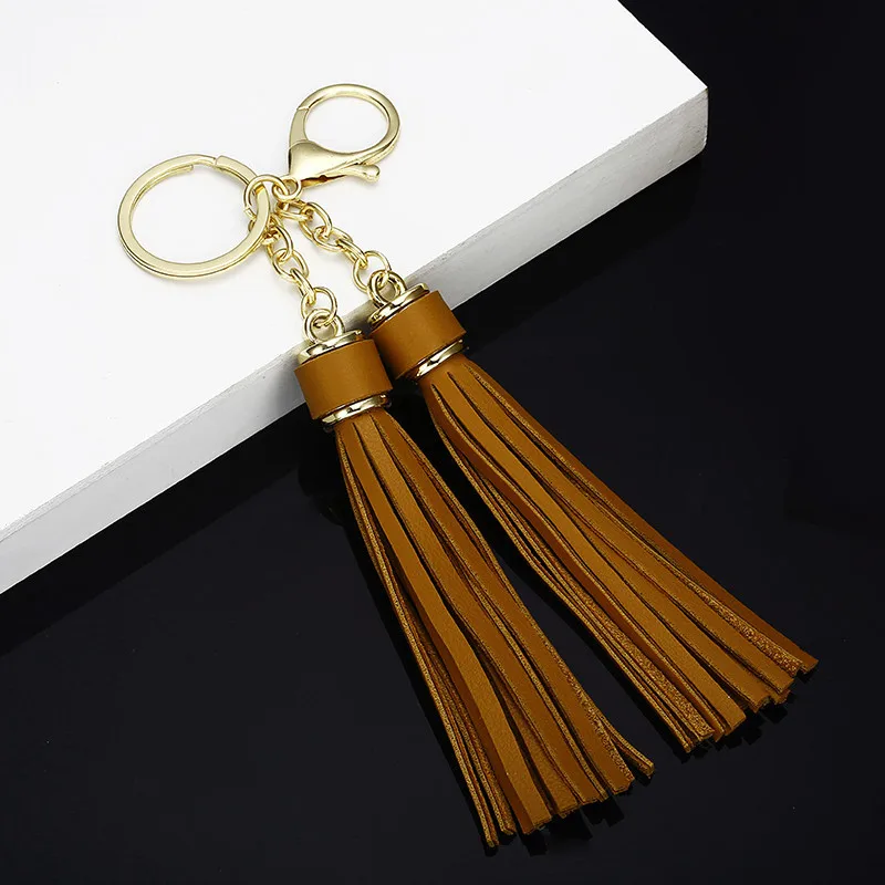 Новинка 2019 модный Женский Повседневный тройной кожаный брелок с кисточками