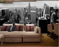 beibehang 3d wall paper simple black and white architectural style city building in manhattan new york wall mural wallpaper