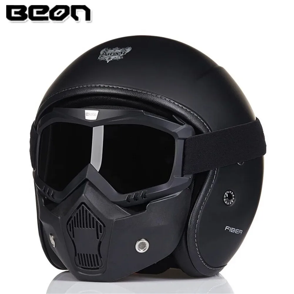 BEON стекловолокно moto rcycle шлем полицейский чоппер с открытым лицом B11782 винтажный