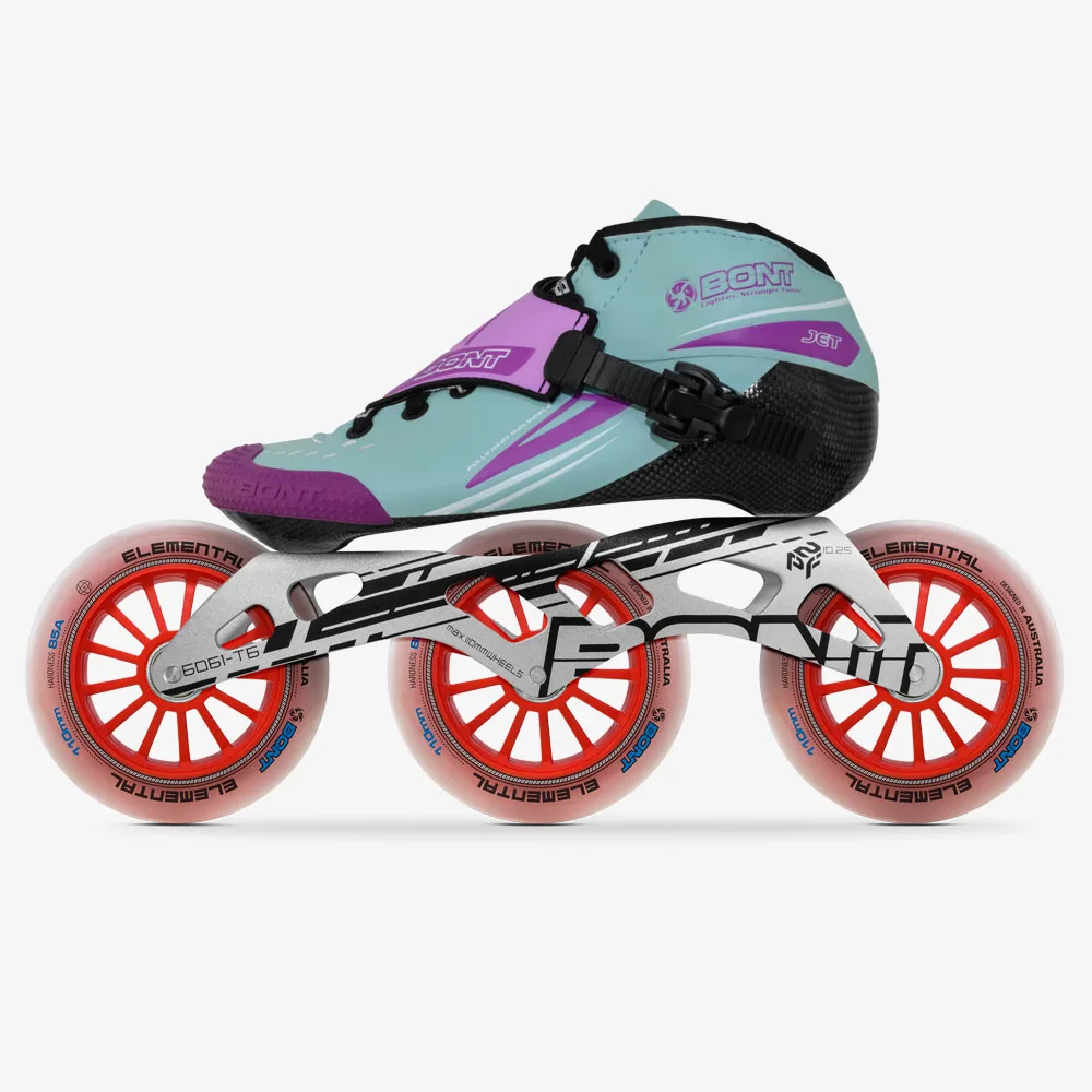 Оригинальные роликовые коньки Bont Jet speed, Размер 29-40, теплопроницаемая рама из углеродного волокна, 3*110 мм, электрические колеса, гоночные патины