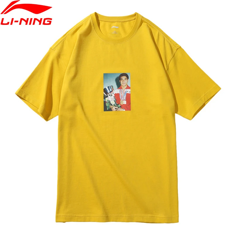 Li Ning PFW мужские трендовые футболки 100% хлопок Принт Mr.OG дышащая подкладка li ning