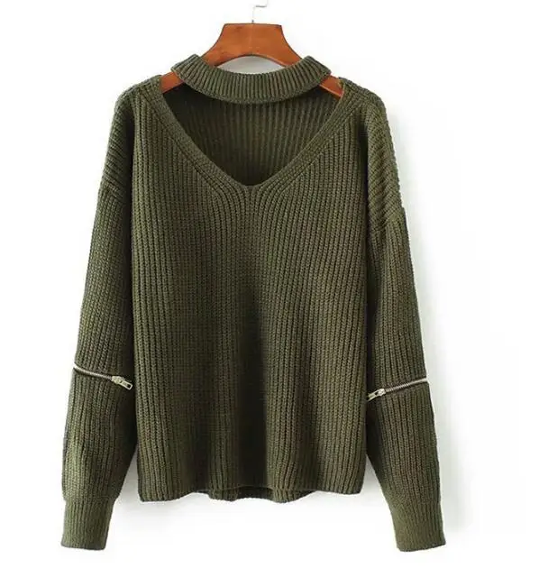 Women Flare Sleeve Sweater Knitted Slim Solid Halter V-Neck Hollow Out Sexy Bodycon Pullover Autumn Winter Warm Sweaters White | Женская