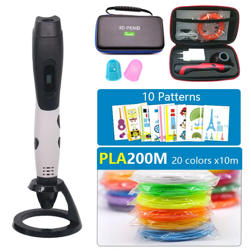 white with PLA200m Лучшие продавцы, 3D ручка, 3d ручка для принтера, usb 3D ручка, включает 200 м pal нити и 20 листов шаблон и плохой легко носить с собой - Цвет: white with PLA200m