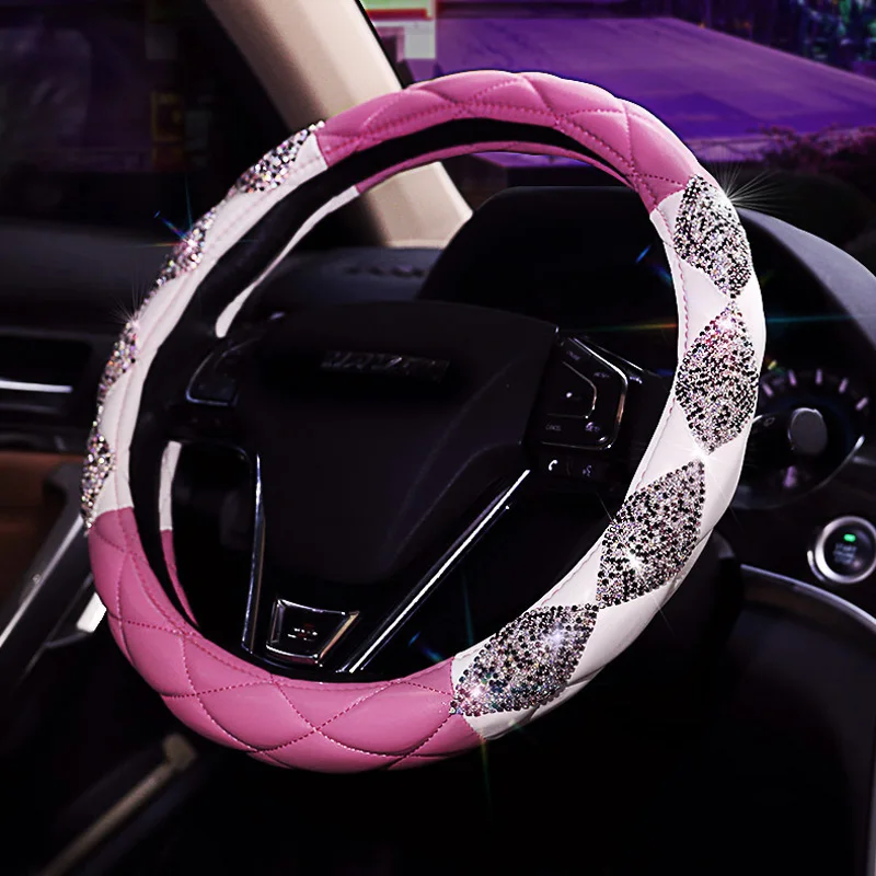 Новые роскошные хрустальные Чехлы рулевого колеса автомобиля Универсальные алмазные автомобильные покрытые рулевое колесо Аксессуары для девочек