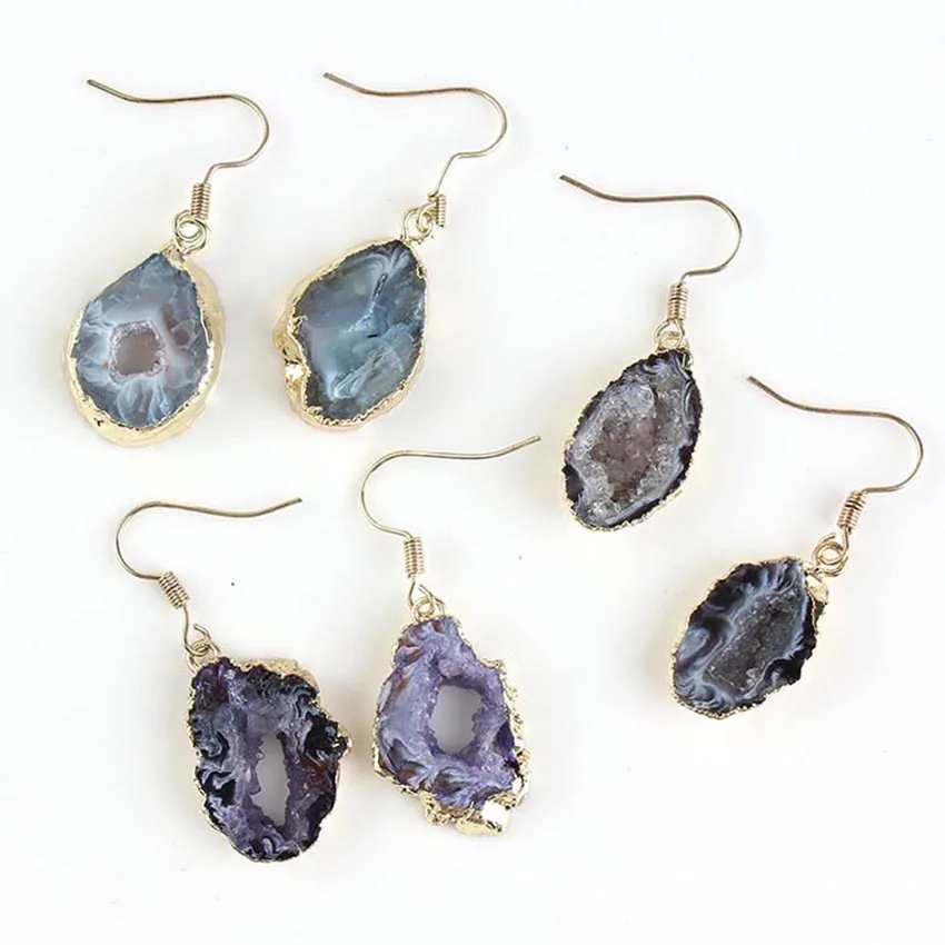 Серьги подвески XSM Geode Agates светильник желтая форма нестандартные кристаллы