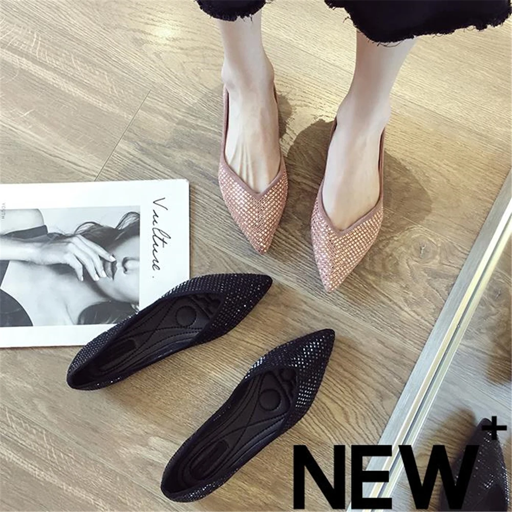 Женская обувь с острым носком в европейском стиле женская на плоской подошве со